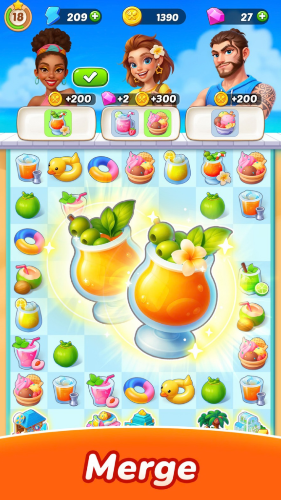 مميزات لعبة Tasty Travels Merge Game اخر اصدار